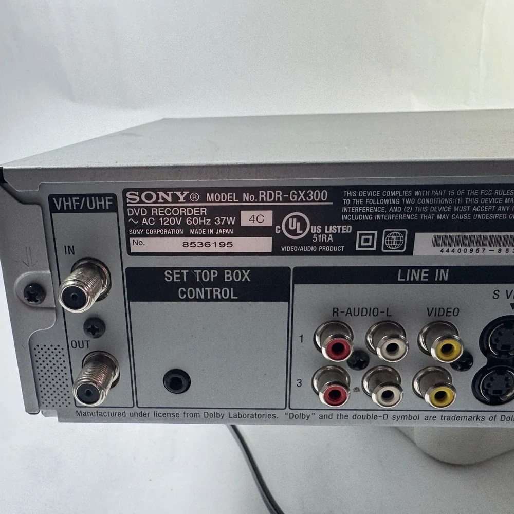 Sony RDR-GX300 Silver DVD Recorder VHS Combo‎ Player Record and Playback